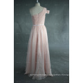 Real Pictures One Shoulder Long A Line Peach Chiffon Prom Dress Made In China